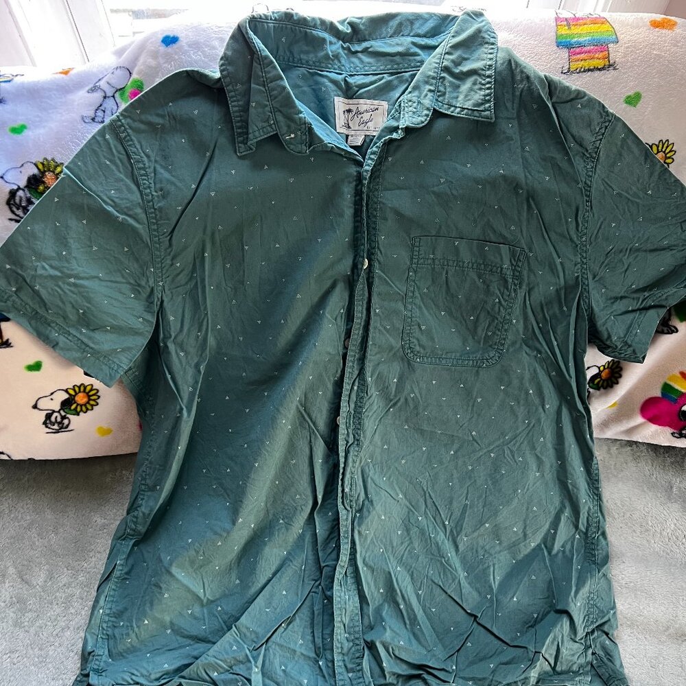 American Eagle Button Up XL Teal/White